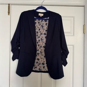 Skies Are Blue Navy Blazer with Patterned Lining